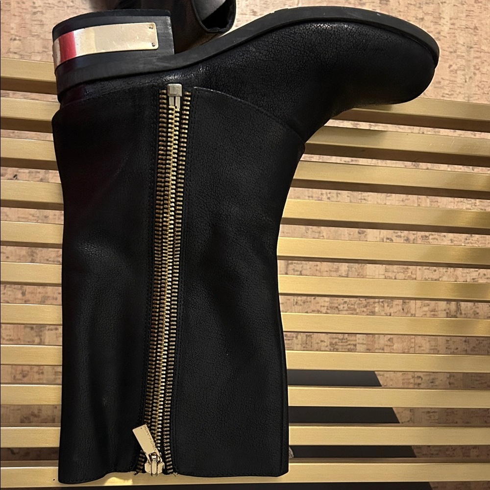 Vince Camuto Black & Gold Zipper Contemporary Boots - Picture 9 of 16